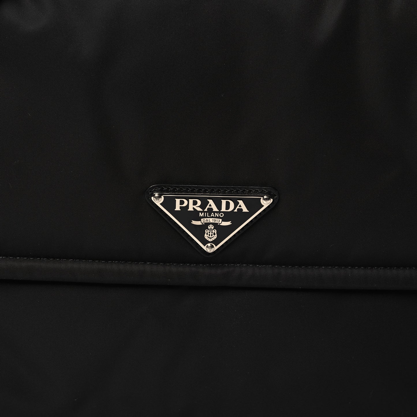 Re-Nylon Vitello Padded Large Flap Shoulder Bag Black