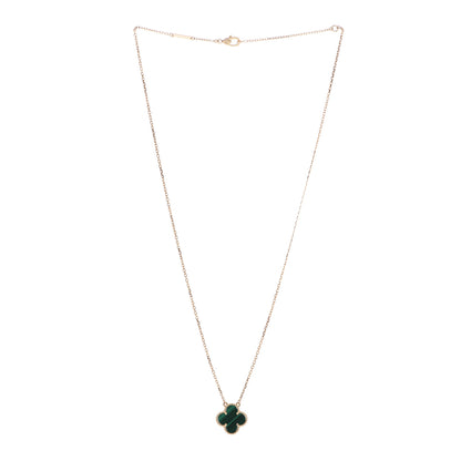 Van Cleef & Arpels 18K Yellow Gold Malachite Vintage Alhambra Pendant Necklace 3 of 6