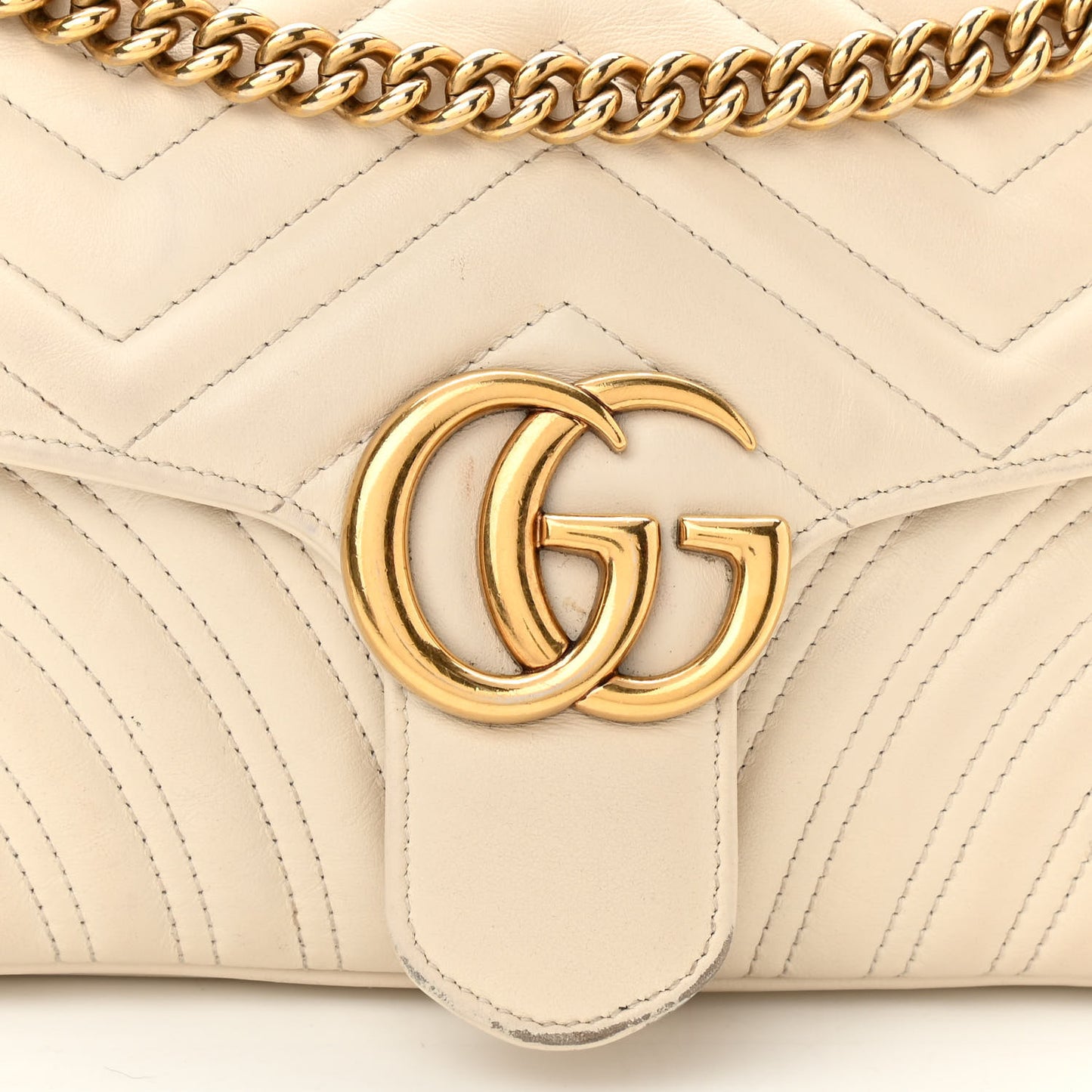 Calfskin Matelasse Small GG Marmont Shoulder Bag White