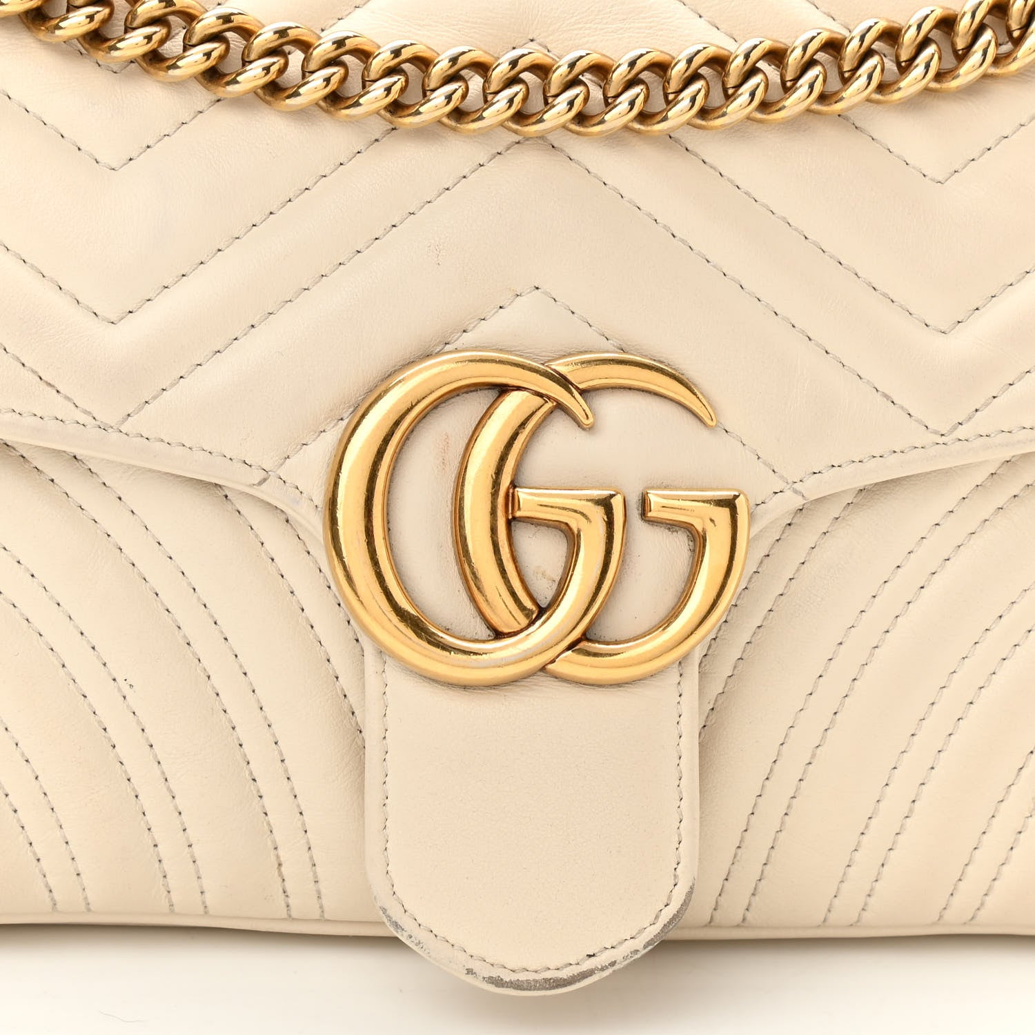 Gucci Calfskin Matelasse Small GG Marmont Shoulder Bag White 8 of 16