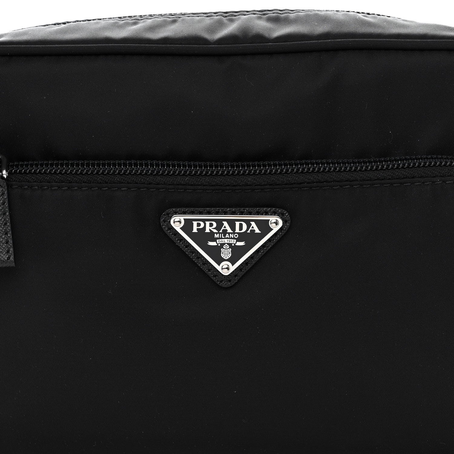 Prada Re-Nylon Vela Saffiano Pocket Double Zip Shoulder Bag Black 8 of 12