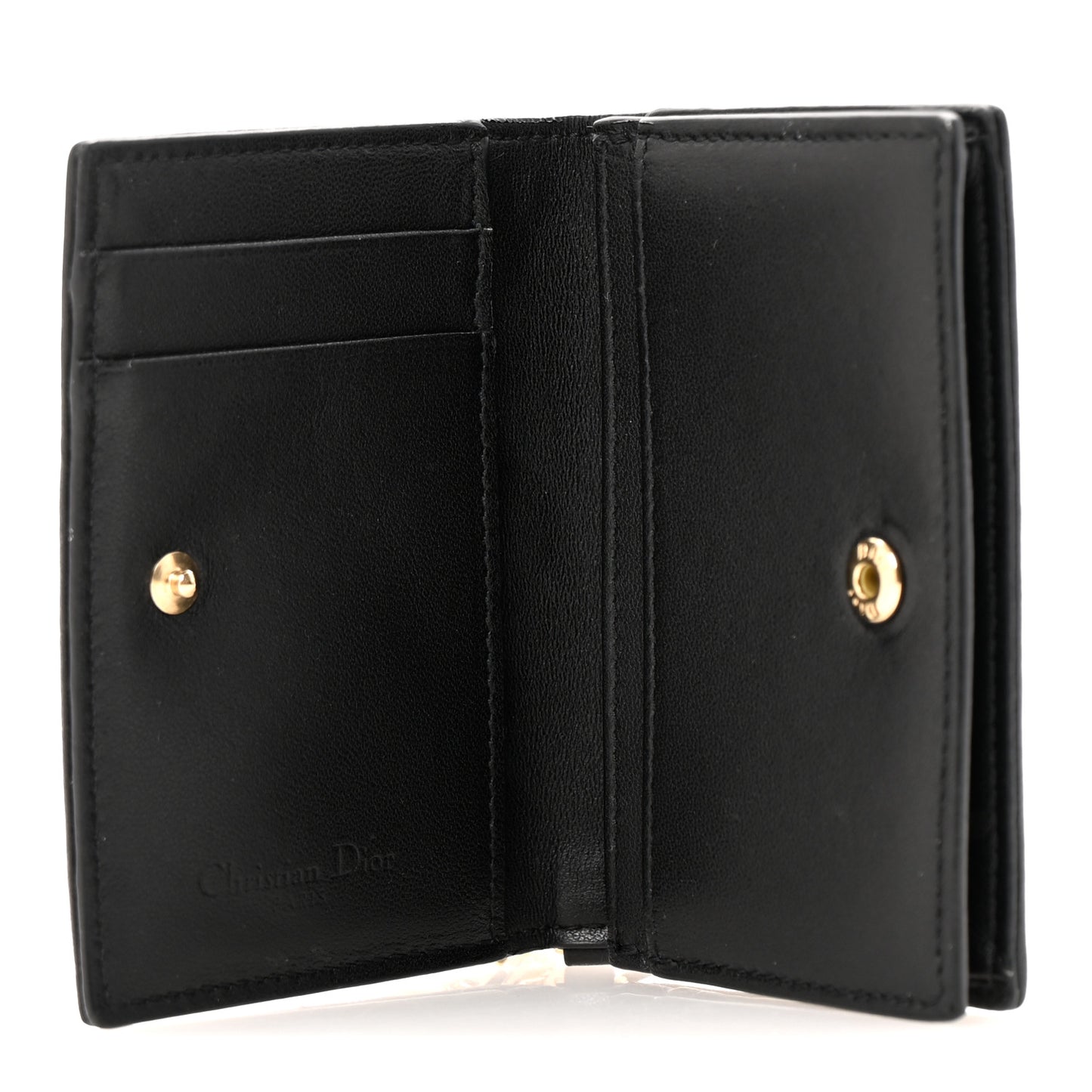 Lambskin Cannage Small Lady Dior Flap Card Holder Black