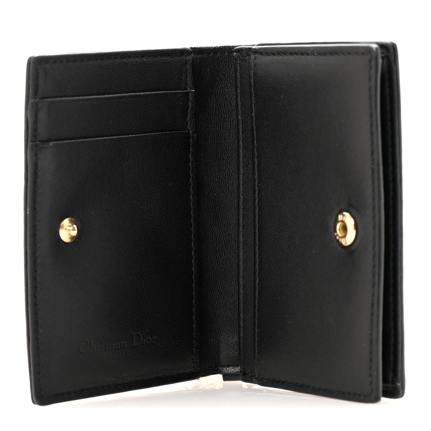 Christian Dior Lambskin Cannage Small Lady Dior Flap Card Holder Black 5 of 10