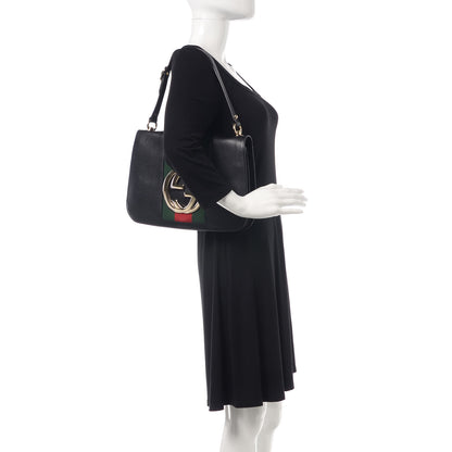Gucci Calfskin Web Blondie Shoulder Flap Bag Black 1 of 8