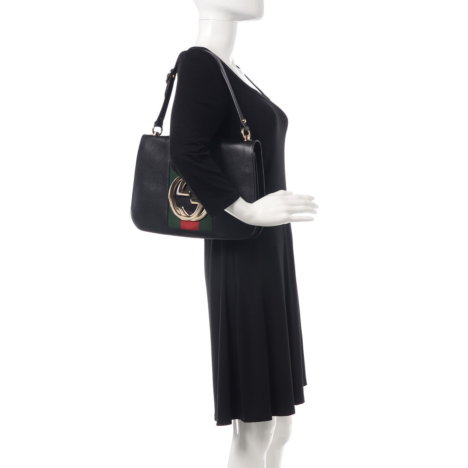 Gucci Calfskin Web Blondie Shoulder Flap Bag Black 2 of 10