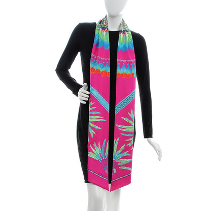 Hermes Silk Brazil Maxi Twilly Fuchsia Turquoise Vert 2 of 5