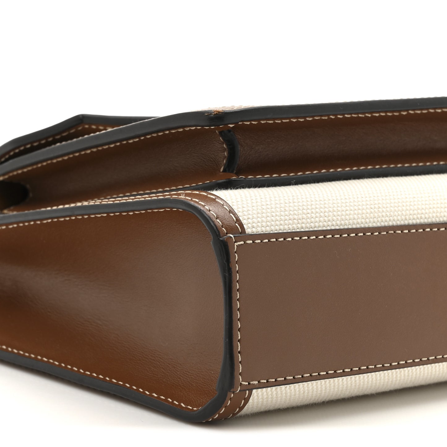 Canvas Smooth Calfskin Two Tone Mini Pocket Bag Natural Malt Brown