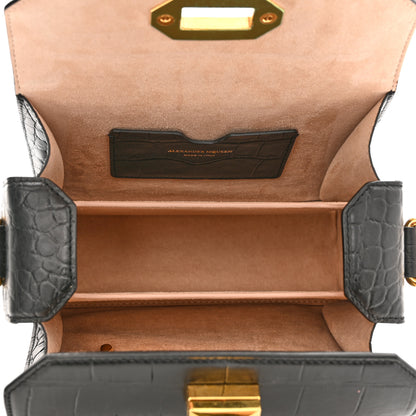Alexander McQueen Calfskin Crocodile Embossed Box Shoulder Bag 19 Black 6 of 9