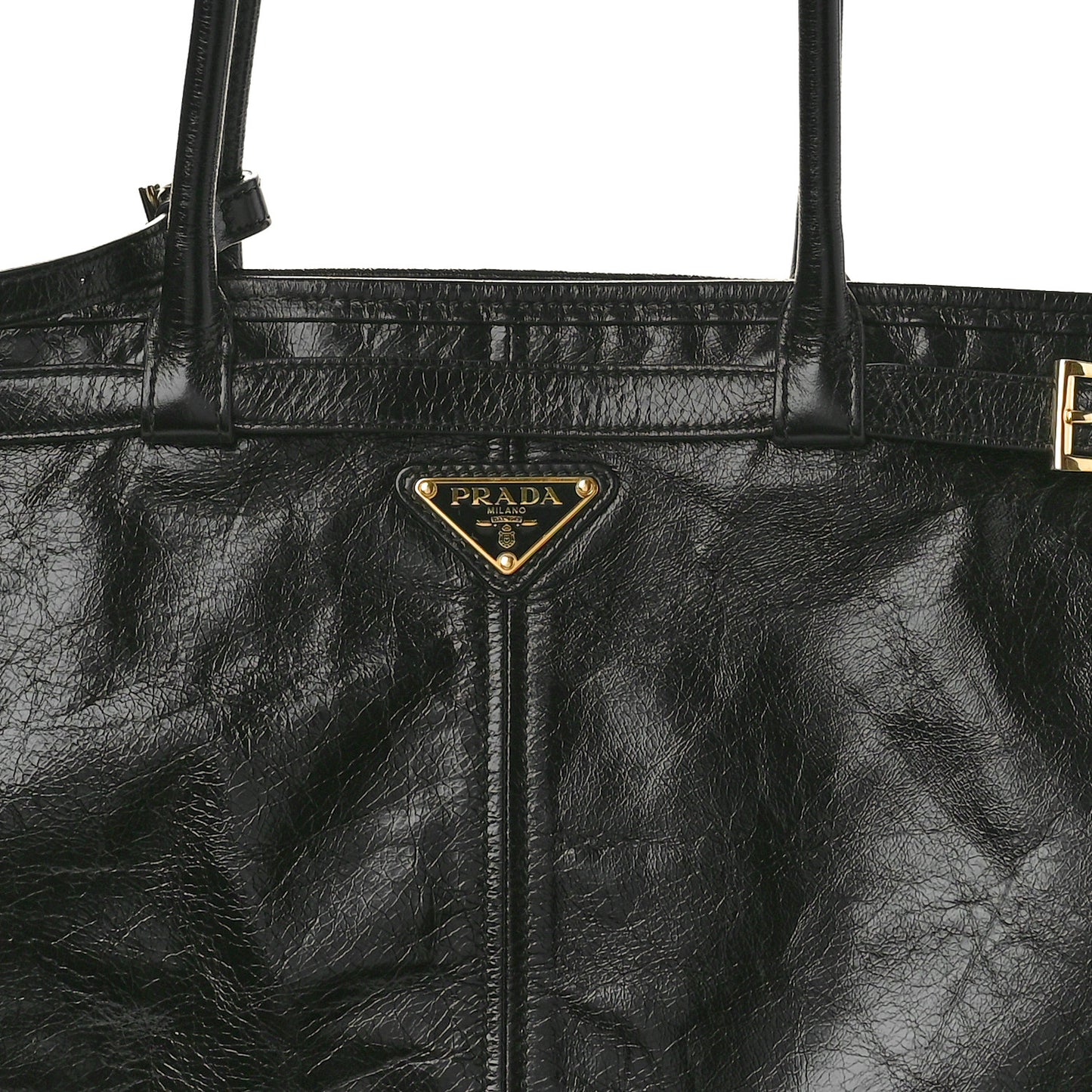 Glossy Calfskin Triangle Large Bonnie Shoulder Bag Black