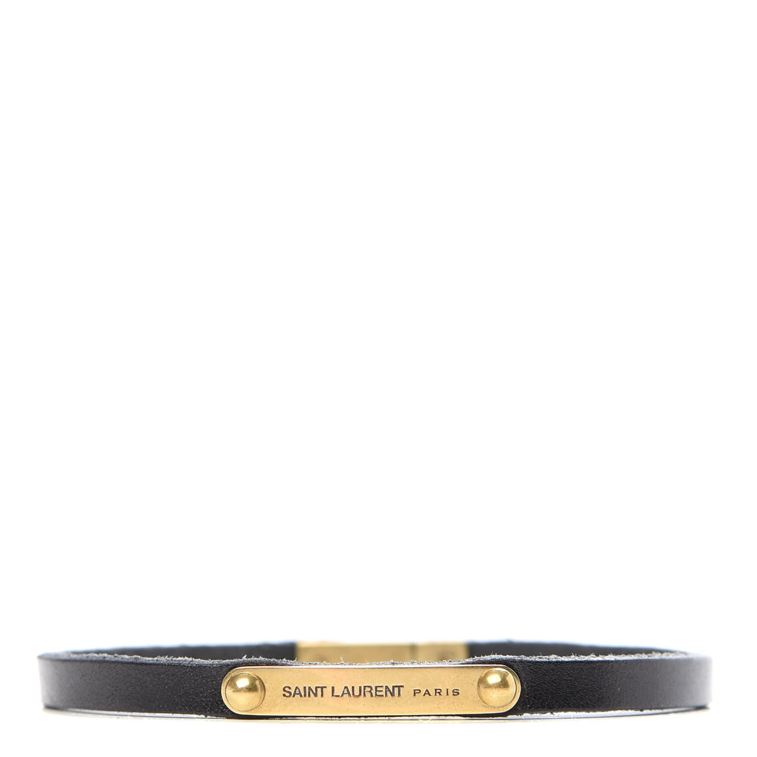 Saint Laurent Calfskin ID Plaque Bracelet M Black 1 of 6