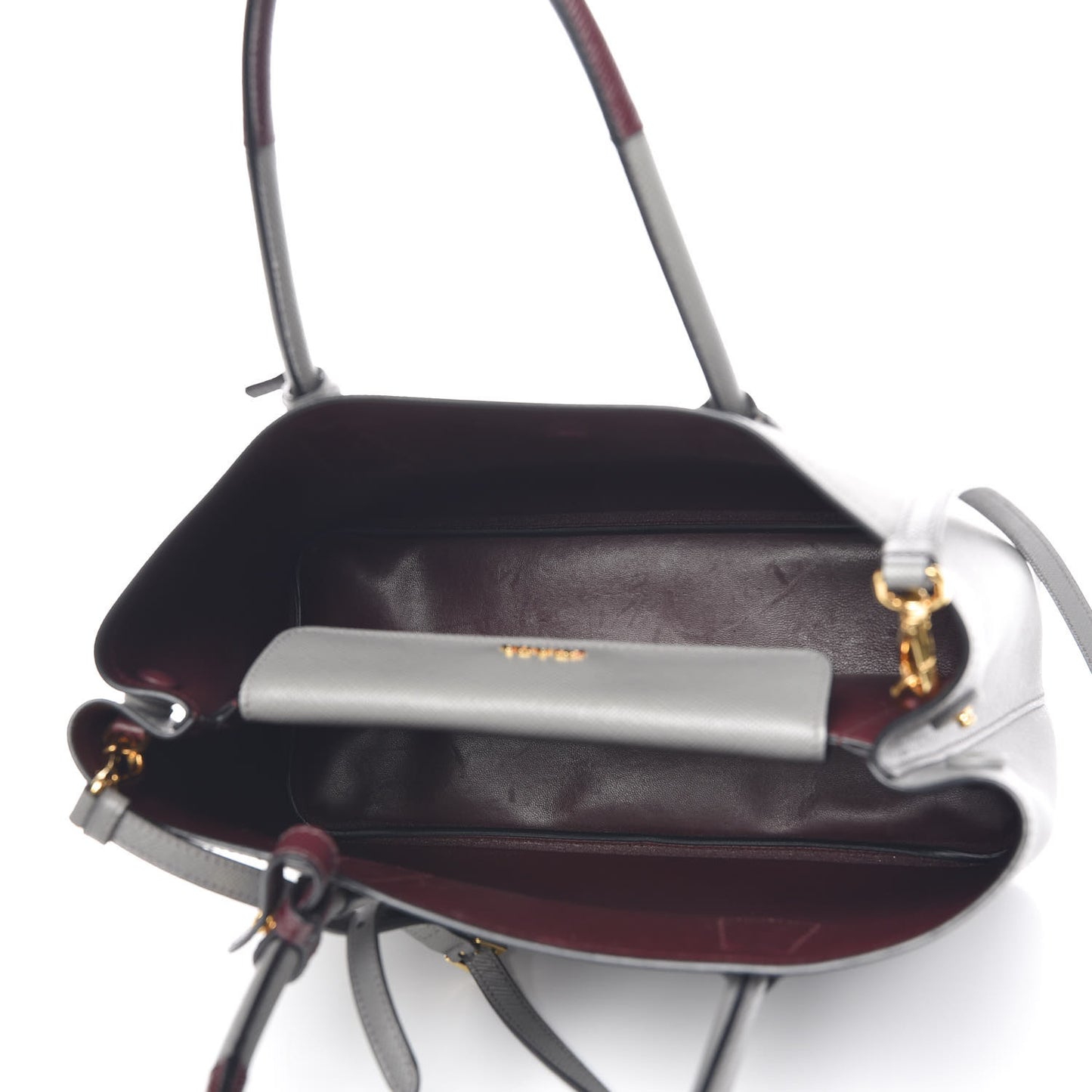Saffiano Cuir Medium Bi-Color Double Bag Marmo Granato