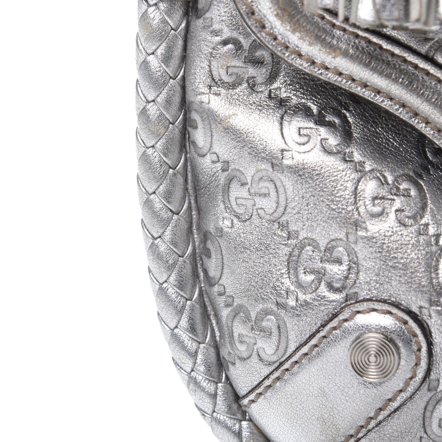 Guccissima Small Britt Tassel Shoulder Bag Silver