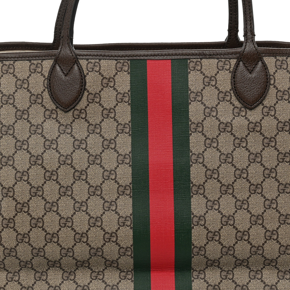Gucci GG Supreme Monogram Textured Dollar Calfskin Web Large Ophidia Tote Beige Ebony New Acero 8 of 12