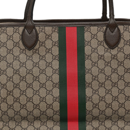 Gucci GG Supreme Monogram Textured Dollar Calfskin Web Large Ophidia Tote Beige Ebony New Acero 8 of 12