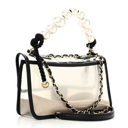 Chanel Lambskin PVC Sand By The Sea Flap With Pearl Strap Black 3 of 11