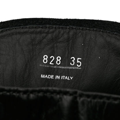 Prada Vitello Lux Nylon Metal Triangle Logo Monolith Pouch Pocket 55mm Tall Combat Boots 35 Black 6 of 10