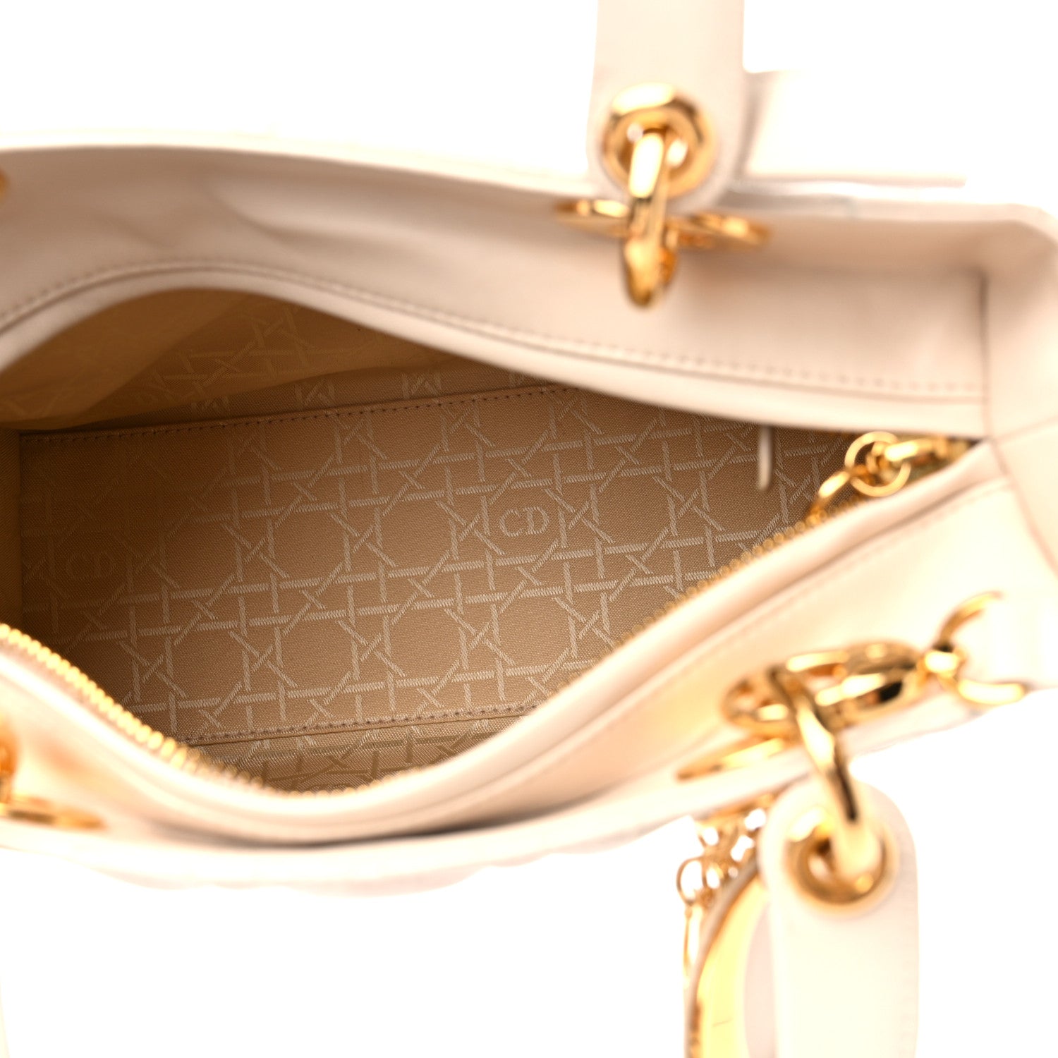 Christian Dior Lambskin Cannage Medium Lady Dior Light Beige 5 of 14