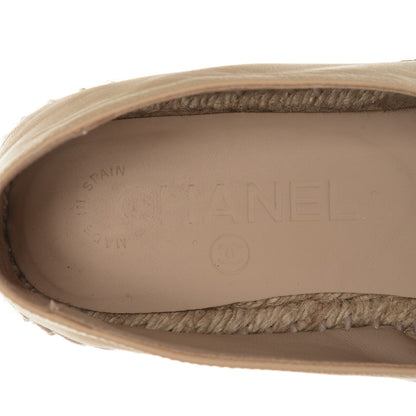 Chanel Lambskin CC Espadrilles 35 Beige Black 7 of 7