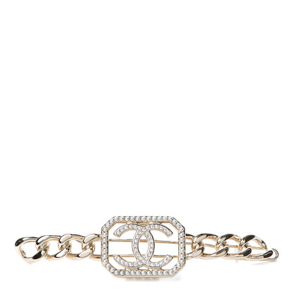 Chanel Crystal Chain CC Vendome Hair Clip Barrette Gold 1 of 3