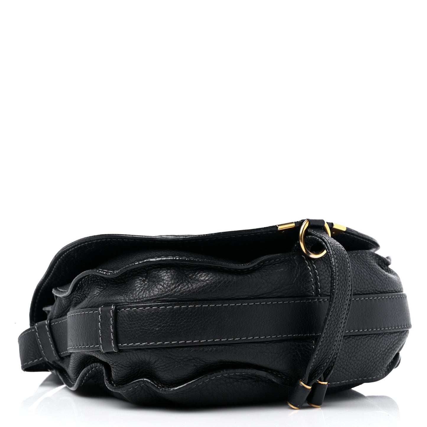 Calfskin Medium Marcie Round Crossbody Bag Black