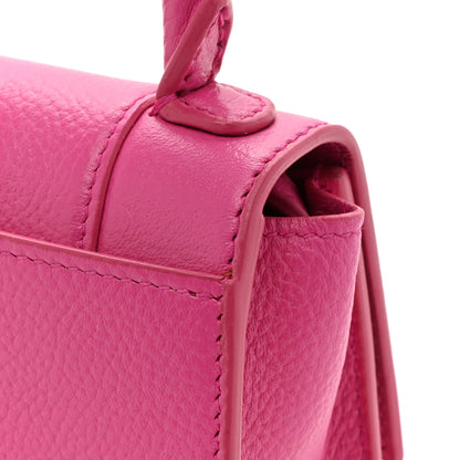 Balenciaga Grained Calfskin Tonal B Hourglass Top Handle Bag Mini Fuchsia 14 of 15