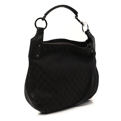 Gucci Monogram Calfskin Horsebit Classic Ring Hobo Dark Brown 3 of 11