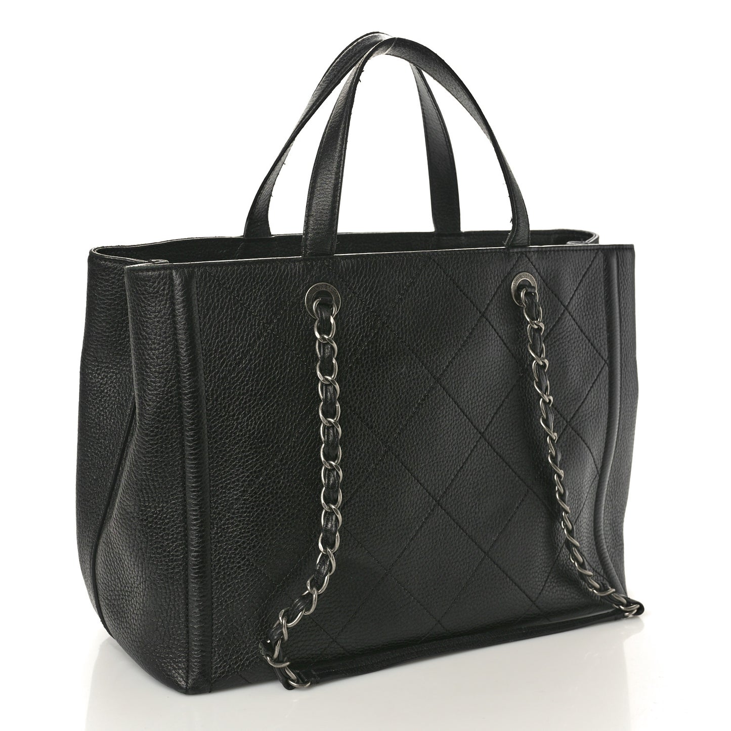 Deerskin Stitched Medium CC Shopping Tote Black