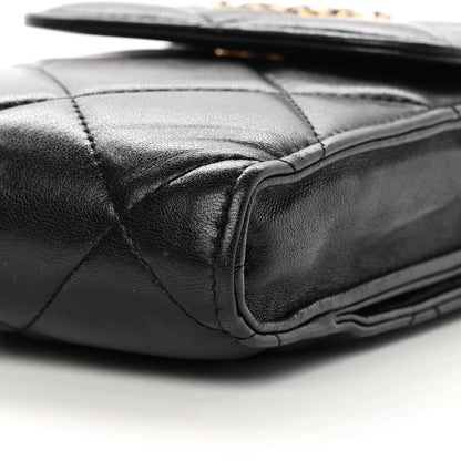 Chanel Lambskin Quilted Chanel 19 Phone Holder With Chain Black 11 of 13