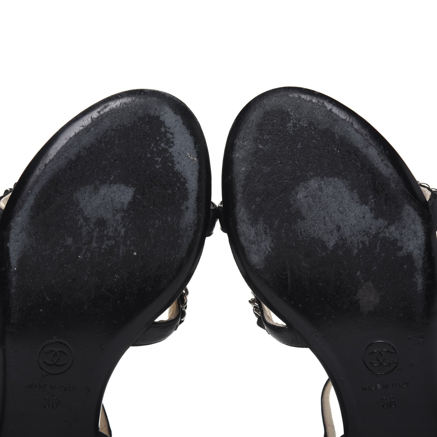 Chanel Lambskin CC Chain Sandals 36 Black 17 of 17