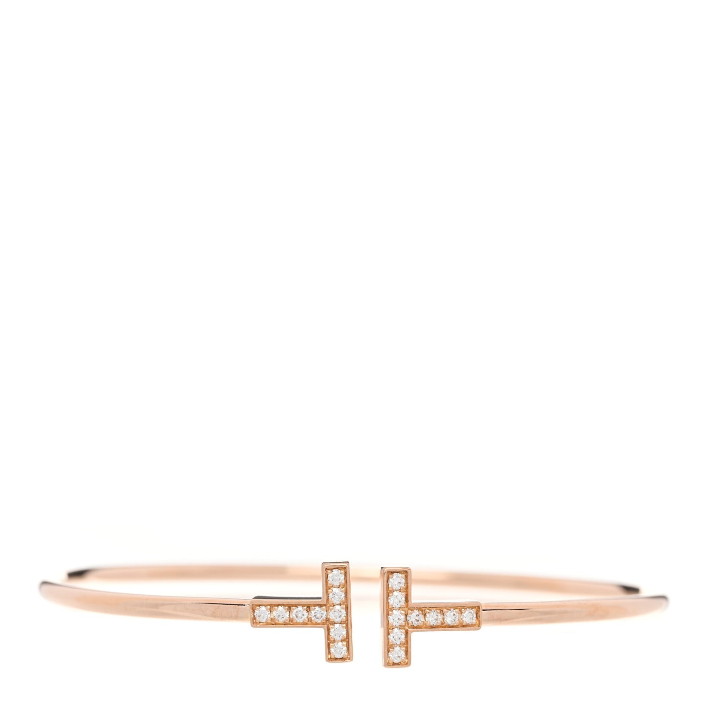 18K Rose Gold Diamond T Wire Bracelet