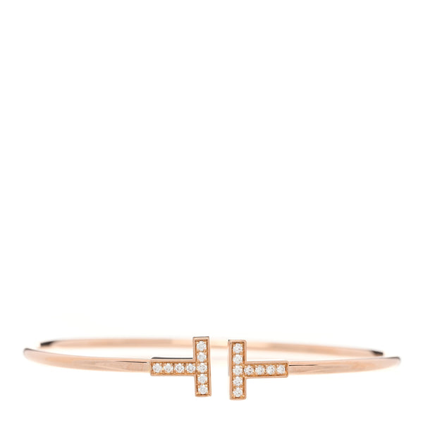 Tiffany & Co. Tワイヤー Tiffany 18K Rose Gold Diamond T Wire Bracelet 1800000 – FASHIONPHILE