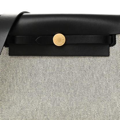 Hermes Military Toile Vache Hunter Herbag Zip Retourne 20 Ecru Black 6 of 11