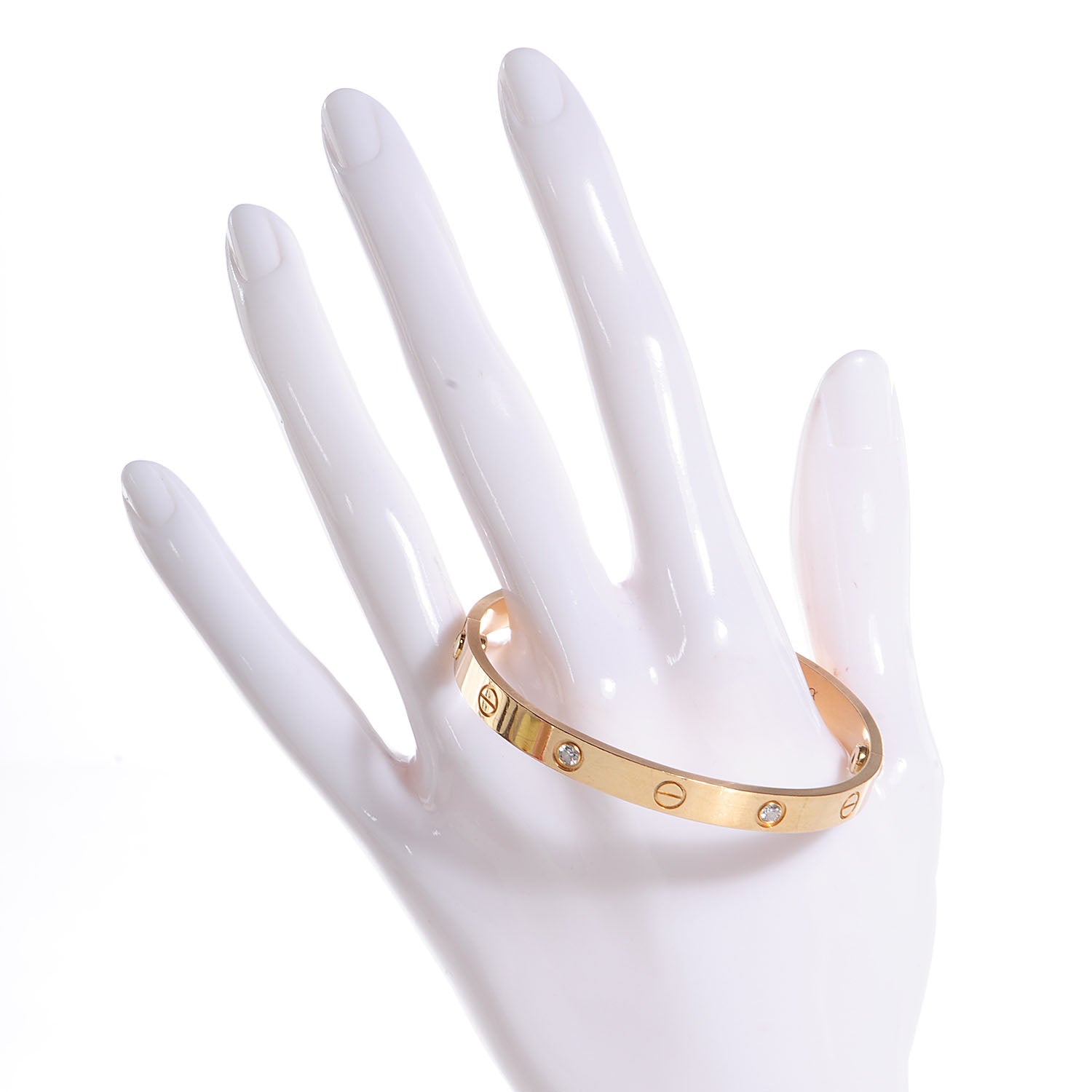 Cartier 18K Yellow Gold 4 Diamond LOVE Bracelet 17 2 of 5