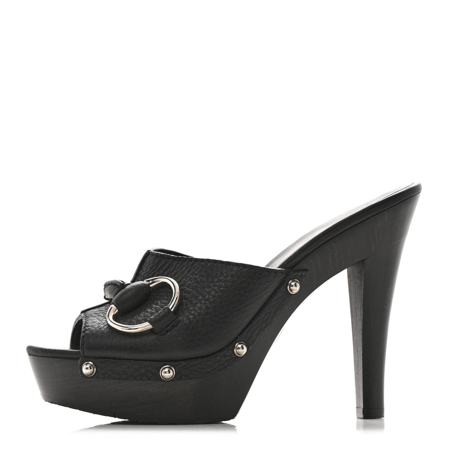 Gucci Cellarius Soft Calfskin Icon Bit 30/120mm Platform Clog Sandals 36 Black 1 of 11