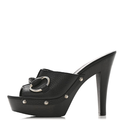 Gucci Cellarius Soft Calfskin Icon Bit 30/120mm Platform Clog Sandals 36 Black 1 of 11