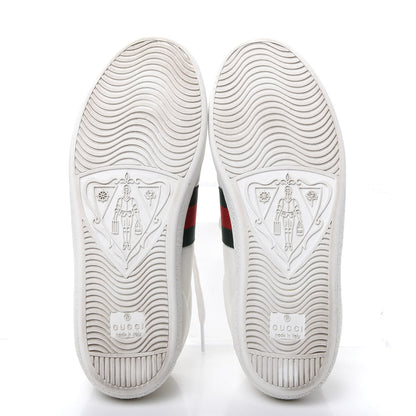Gucci Calfskin Web Bee Embroidered Womens Ace Sneakers 37 White Green 6 of 11