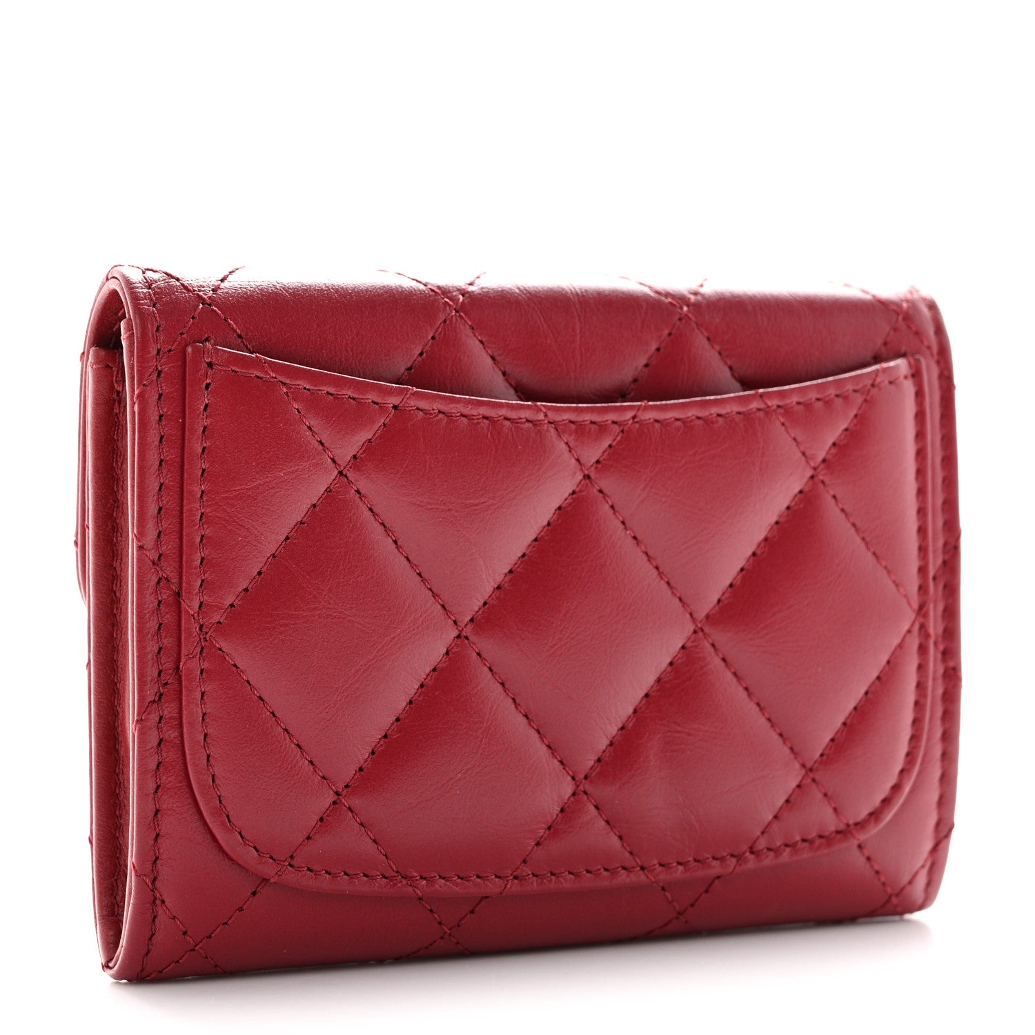 Chanel Aged Calfskin Quilted Reissue Flap Card Holder Wallet Red 3 of 10
