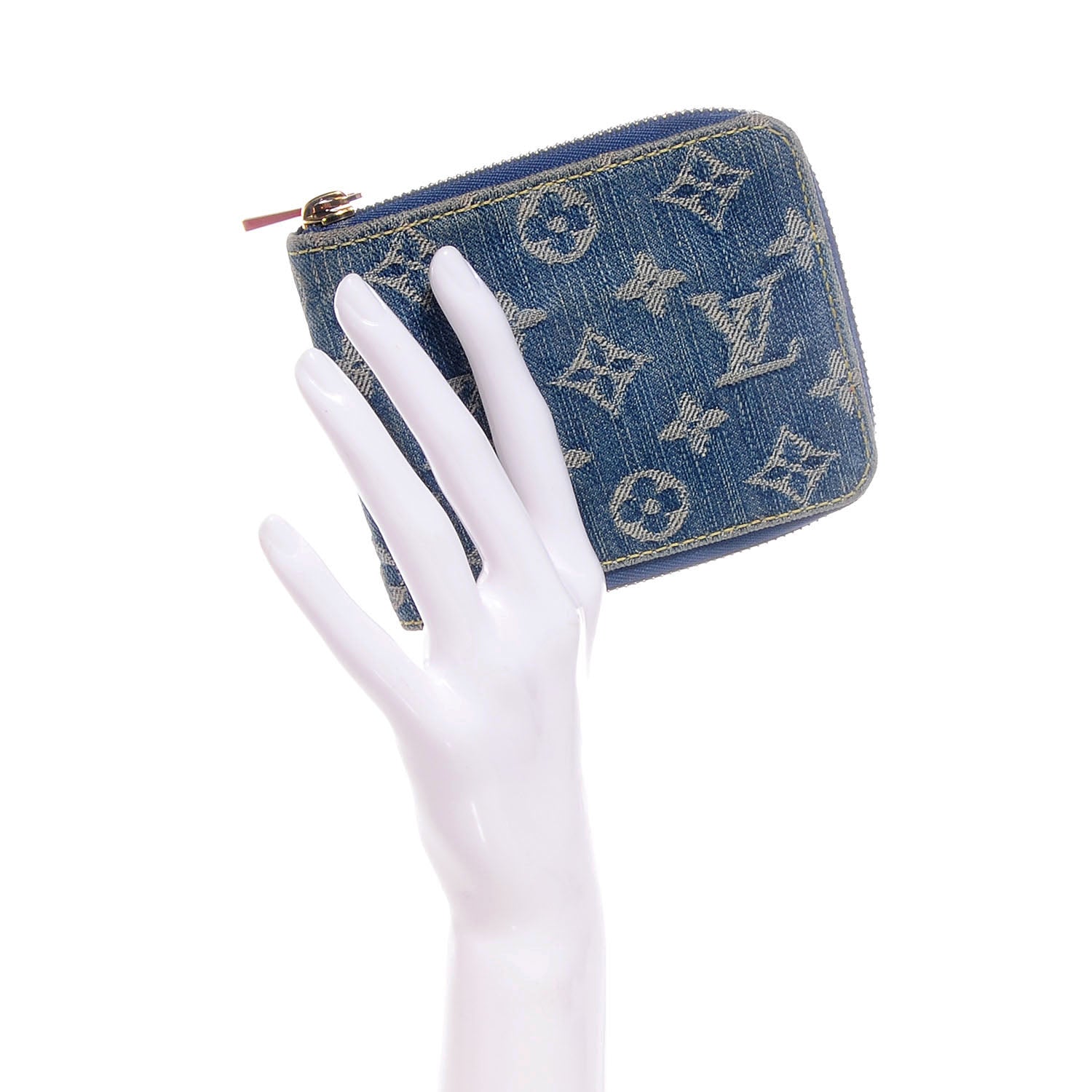 Louis Vuitton Denim Zip Compact Wallet Blue 2 of 7