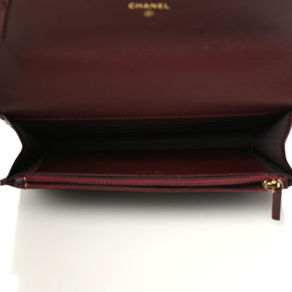 Chanel Shiny Crumpled Calfskin Quilted Chanel 19 Wallet On Chain WOC Burgundy 7 of 9
