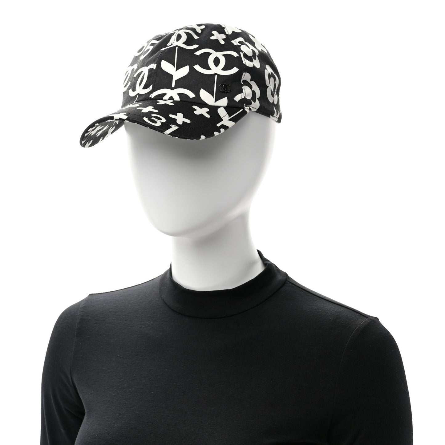 Cotton Cap Hat Black White