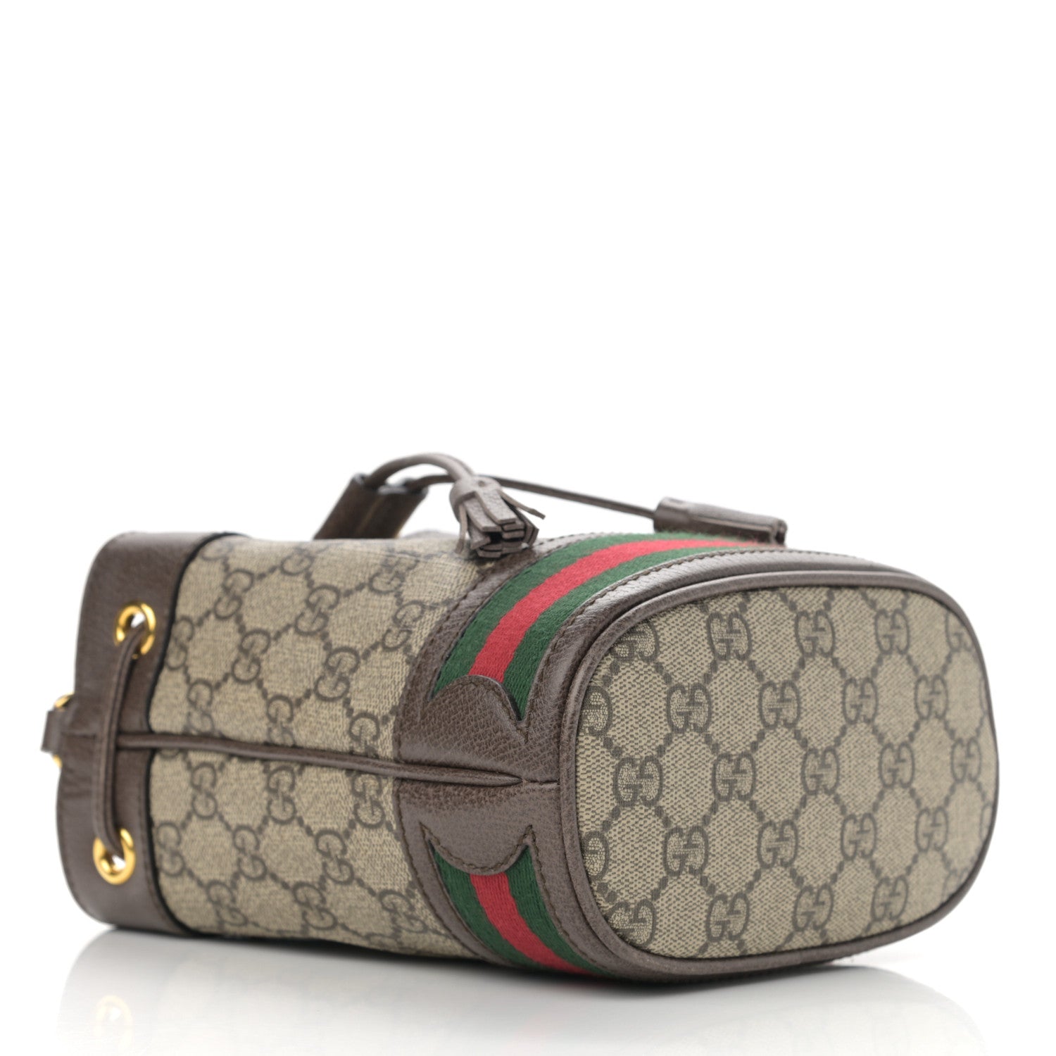 Gucci GG Supreme Monogram Web Mini Ophidia Bucket Bag Brown 4 of 11