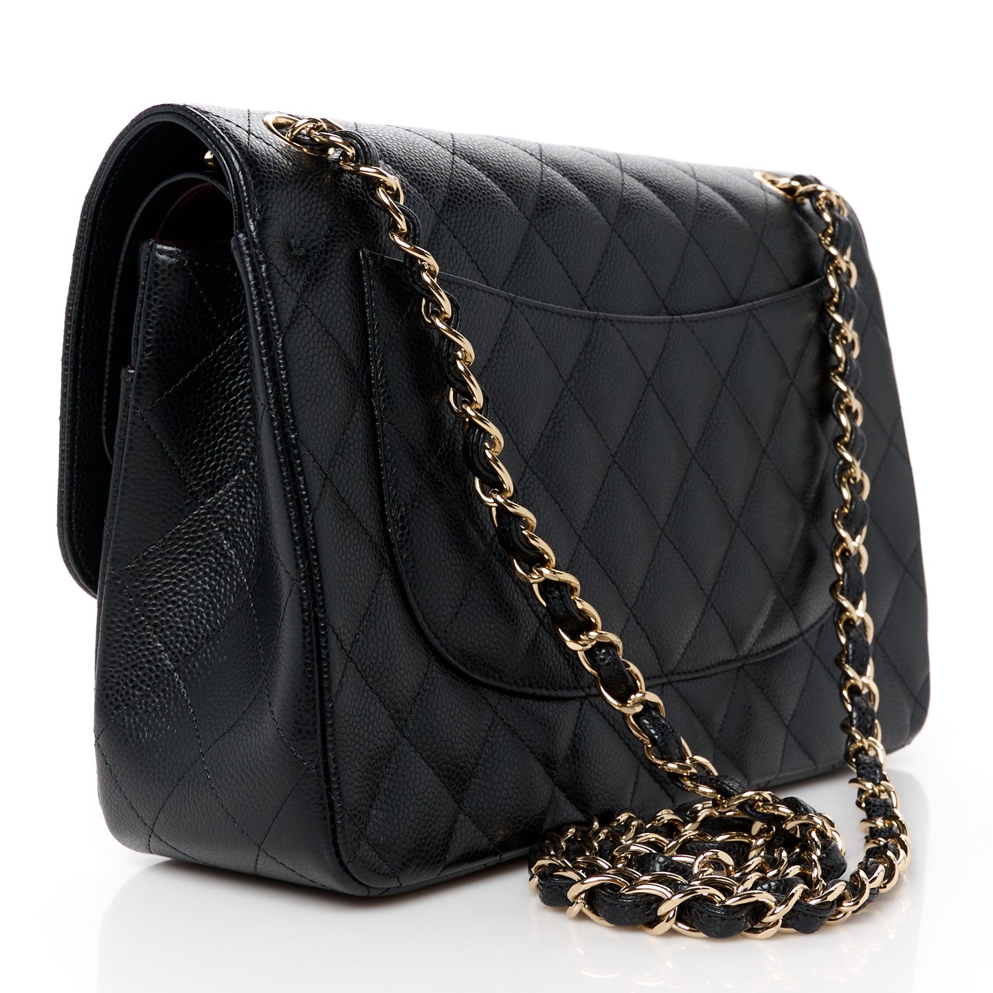 Caviar Quilted Jumbo Double Flap Black
