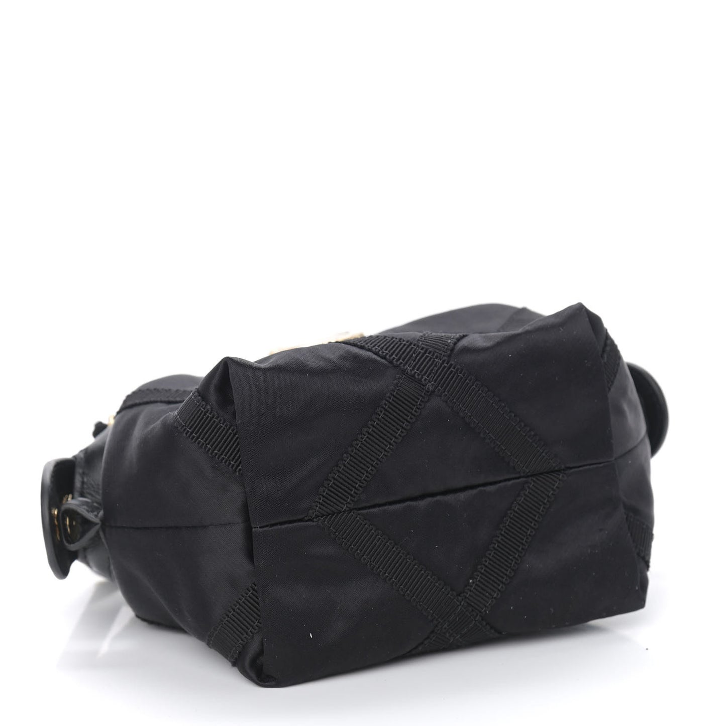 Nylon Grosgrain Quilted Lifestyle Clutch with Chain Black