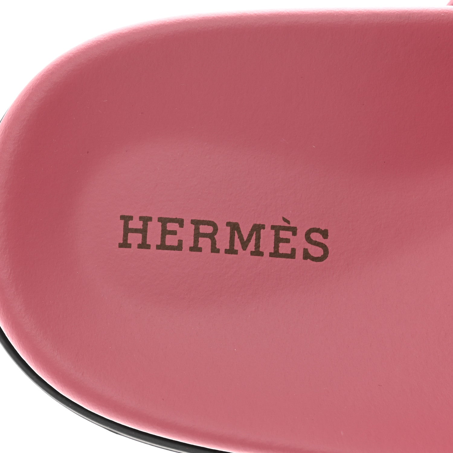 Hermes Suede Goatskin Womens Chypre Sandals 37 Rose Aphrodite 7 of 9