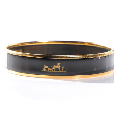 Hermes Enamel Narrow Caleche Bracelet 65 Black 3 of 5