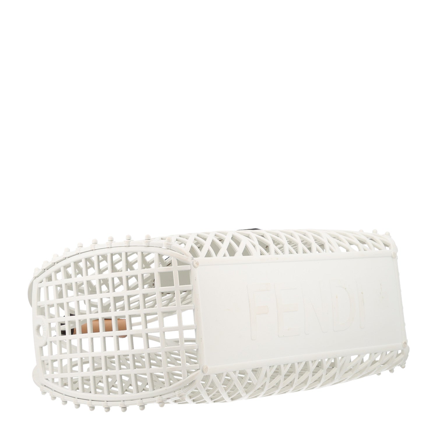 Fendi Recycled Plastic Vitello Liberty Matte Medium Fendi Basket White Ice Miele Scuro 4 of 10
