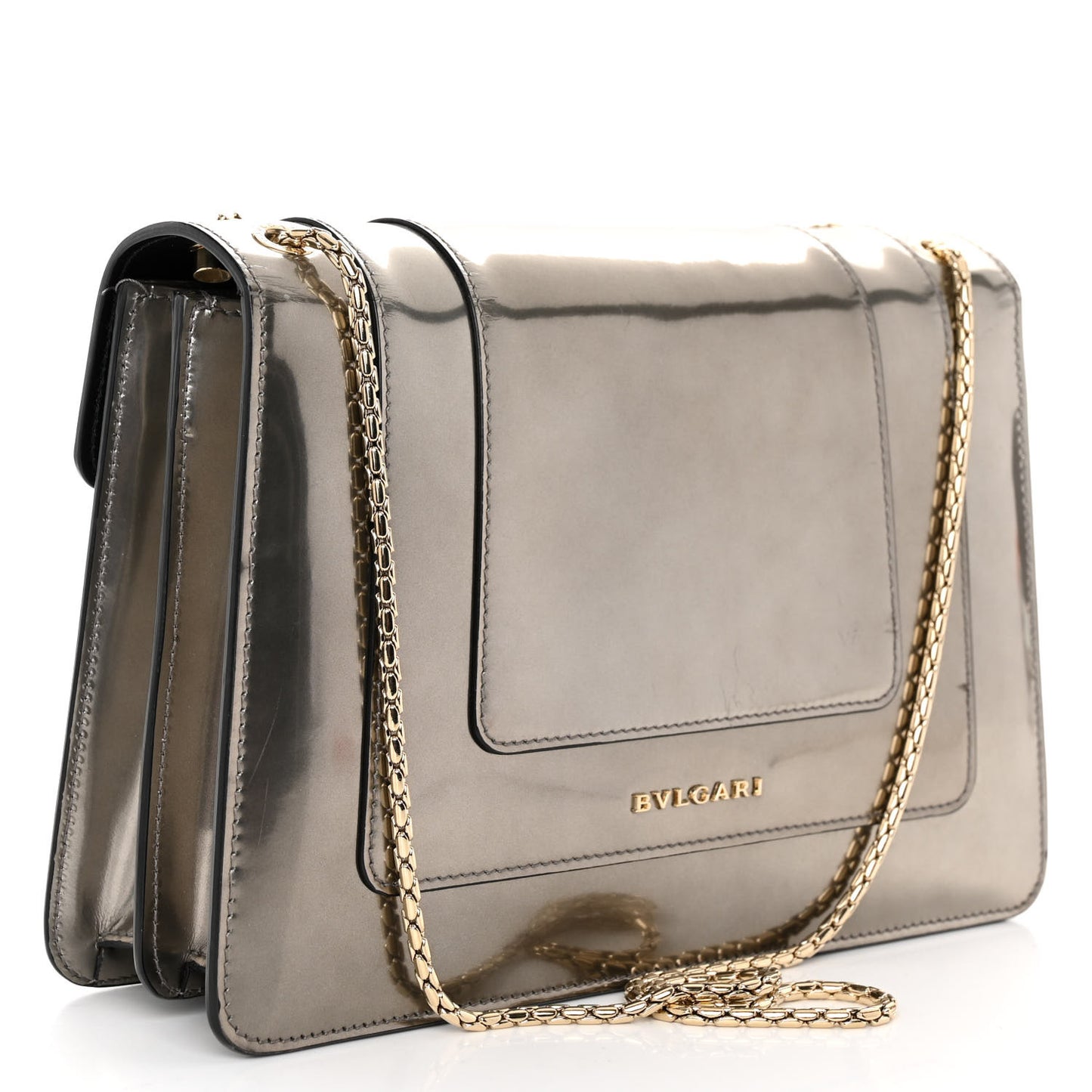 Metallic Calfskin Serpenti Forever Crossbody Bag Silver