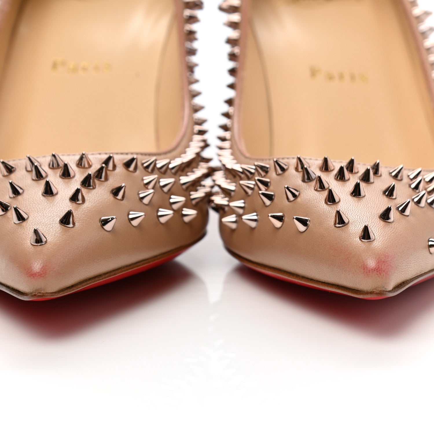 Christian Louboutin Patent Pigalle Spikes 85 Pumps 38 Nude 10 of 11