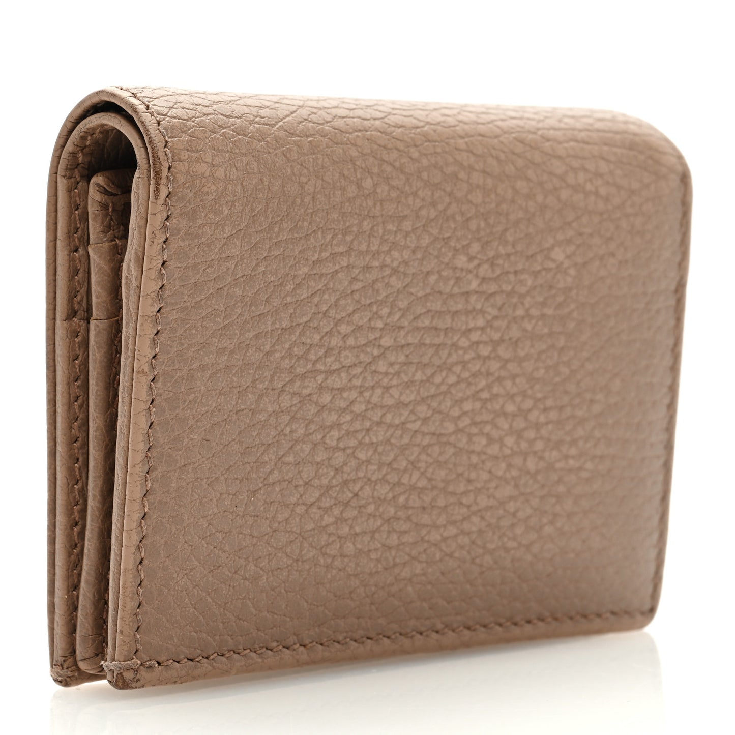 Pebbled Calfskin GG Marmont Card Case Porcelain Rose