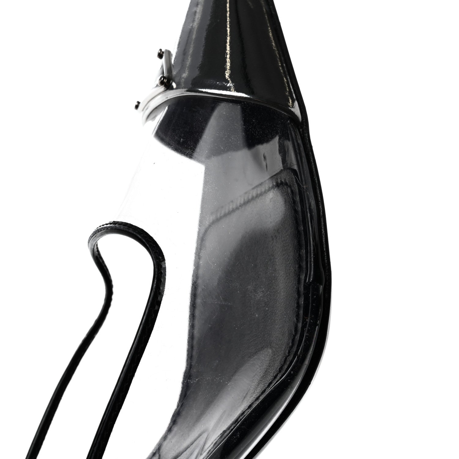 Prada Plexiglass Vernice Metal Triangle Logo Modellerie 75mm Mules 37 Black 9 of 9